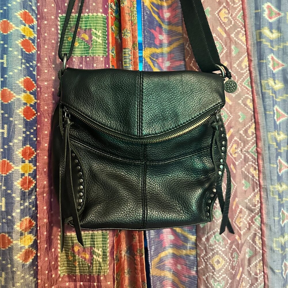 The Sak black leather foldover crossbody